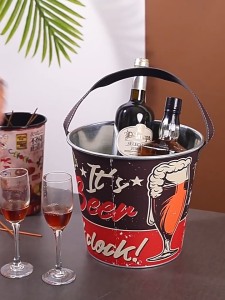 Commercial Beer Ice Bucket - Portable Stainless Steel Chiller for Bars KTVs & Home Use Durable Drink Cooler with Handle