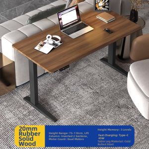 Flexispot | Height Adjustable USB Charging Solid Wood Desk