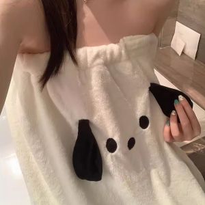 Khăn Tắm Hình Chú Chó Hoạt Hình Dễ Thương Khăn Tắm Phòng Tắm Nhanh Khô Khăn Tắm Vải Nhung San Hô Thân Thiện Với Da Khăn Tắm Có Thể Mặc Được