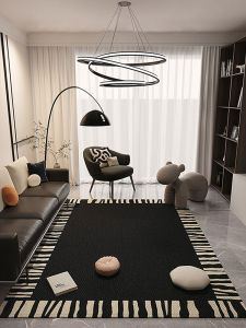 Modern Minimalist Living Room Bedroom Carpet Sofa Coffee Table Mat Black Dirt Resistant Home Decor Rectangle Shaggy Rug