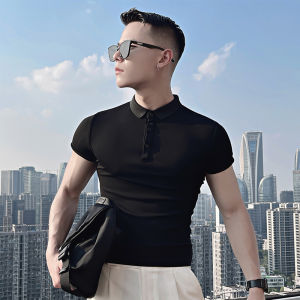 Premium Solid Color Mens Polo Shirt Short Sleeve Summer Thin Collar T-Shirt Trendy Brand Half Sleeve Fashionable Youthwear
