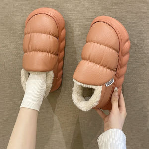 Indoor Anti-Slip Home Use Waterproof Cotton Slippers for Ladies Thick Winter Outdoor Wear Platform Sneakers with Fleece Lining