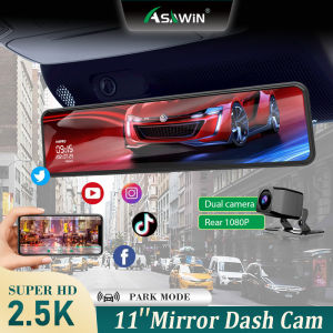 2K WIFI Rear View Mirror Dash Cam For Car Camera Dual Lens Front and Rear 11 Inch IPS Touch Screen Night Vision