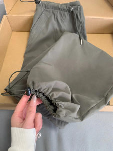 Retro American Military Green Workwear Loose Fit Trousers High Waist Commute Style Quick Dry Cargo Pants for Women