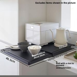 Kitchen Microwave Drawer Style Pull out Shelf Rack Carbon Steel Slide Barriers Pot Stand Bowl Holder Modern Simplicity Design