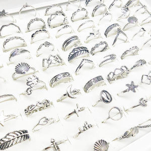 30ชิ้น/ล็อตโรงงานเครื่องประดับใหม่Hollow Leaf Shell Starดอกไม้ทองสีLightningปลาดาวแหวนนิ้วมือสําหรับผู้หญิงRock Barหญิง