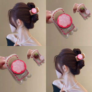 กิ๊บติดผมลายผลไม้สุดน่ารักสำหรับผู้หญิง 2025 รุ่นใหม่ไฮเอนด์ ทรงหางม้าสูง ครึ่งหัว ขนาดเล็ก กิ๊บติดผมสไตล์เกาหลี