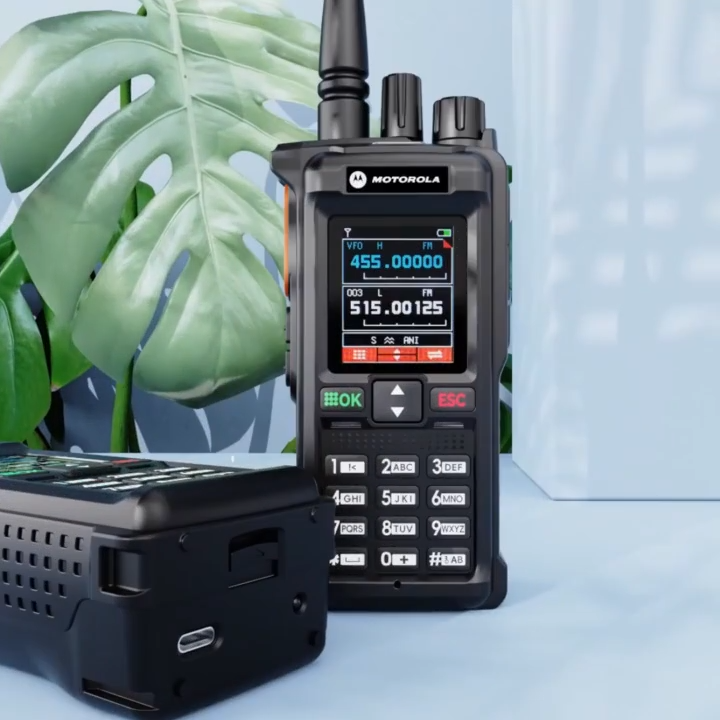 Motorola Walkie Talkie GT-12 Long Range 50KM 20W 8800mAh IP67 Waterproof 199 Channels FM/AM Two Way Radio TYPE-C