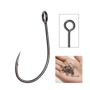 30pcs High Carbon Steel Fishing Hook Big Eye Single Hook Trout Bass Fly Fishing Hooks Barbed Spoon Lure Hook Size 2 4 6 8 10 12