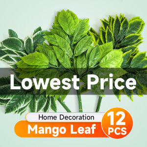 12 pieces Simulated branches mango leaves shopping malls decorative plants indoor big trees landscaping landscaping greening plastic leaves