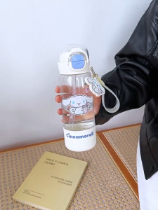 Botol Air Kartun Cartoon Cute Straw Cup Lid Portable Travel Kids School Straw Cup  BPA-Free Reusable