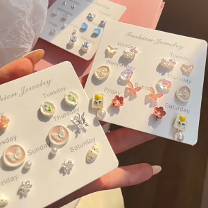 <NHIỀU MẪU> Set 7 bông tai nữ - mỗi ngày 1 phong cách mới nhất 2025