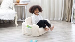 Kids Chairs for Toddler 2-in-1 Toddler Soft Sherpa Couch Fold Out Convertible Sofa to Lounger
