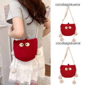 Cute Knitted Bucket Bag Womens Single Shoulder Crossbody Mobile Phone Bag Autumn Winter New Style COCOBAG & KUENA Soft Handle