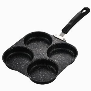 1 Cast Iron Non-Stick Omelette Pan Pancake and Burger Cooker Suitable for Gas and Electric Stoves Multi-Burner Design Ideal