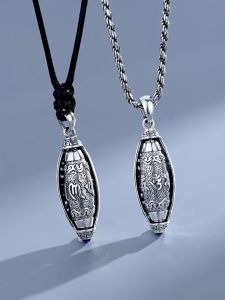 Kalung Mantra Putar Kecil Rantai Kalung Liontin Kalung Buddha Shurangama Gantungan Kalung Pria Keren