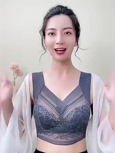 Penghantaran dari China [2025] Coli Sutera Ais Renda Bersaiz Besar untuk Wanita Pemum Payudara Besar Lancar Tanpa Wayar Tekan Tubi Anti-Kendur Bra Vest Sukan 3.5