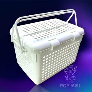 ตะกร้า ตะกร้าหูหิ้วฝาปิด ตะกร้าปิคนิค Sahachai #2550