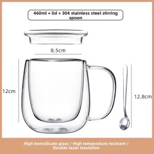 NEWAIR | Microwavable Heat-resistant Borosilicate Glass Cup with Double-layer and Lid
