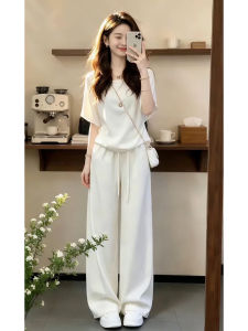 NIUVIES | Fashion Summer White Short-sleeve T-shirt and Casual Pants Set