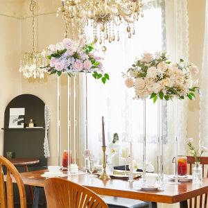 Acrylic Vase Wedding Flower Stands Set 40/60/80cm Height Clear Column Rack Geometric Display Stand for Home Party Wedding Decor