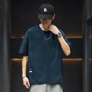 ROMON | Lormen Mens Ice Silk Short Sleeve T-Shirt Summer Fashion Casual Half Sleeve Print Youth Round Neck Top Urban Style Quick Dry Thin