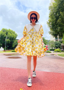 Váy Dài Cổ Búp Bê Hoa Ngọt Ngào Cho Nữ Mùa Hè Mới Giảm Tuổi Trẻ Thời Trang Váy Dài Hoa Cotton Phong Cách Ngọt Ngào