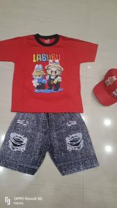 SETELAN LABUBU ANAK LAKI LAKI 3/4 HIST // STELAN ANAK COWO UMUR 2-9 TAHUN MOTIF LABUBU TERBARU DAN TERLARIS