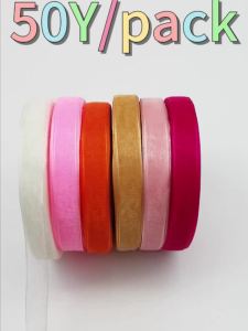 50 Yard/cuộn 15mm Trắng Organza Ruy Băng Để Gói Quà Handmade DIY Trang Trí Hai Mặt 3/4 "Chiều Rộng Art Deco Đồng Màu