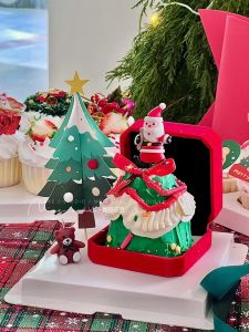 Christmas Decorative Surprise Box Soft Silicone Santa Claus Bear Candle Baking Plug Ring Holder Festival Celebration Supplies