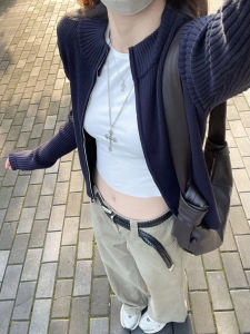 SHUQINGLAI | Spring Slim-Fitting Knit Sweater with Zipper