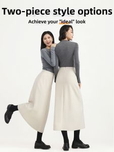 HIPPIE MISS | Wool Blend Elegant Slimming A-line Skirt