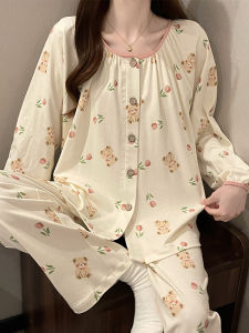 Pajamas for Women Spring Autumn Winter Pure Cotton Thin Long Sleeves Cute Cartoon 2024 New Arrival Spring and Summer Loose Homewear Suit