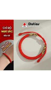 Vòng tay chỉ đỏ ngũ sắc may mắn Dutios tết nút kim cương dây rút điều chỉnh kích thước VRNS01