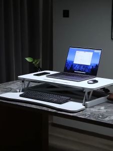 Laptop Lifting Table Adjustable Monitor Stand Desktop Riser Wooden Rack Desk