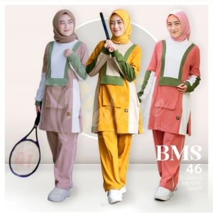 Setelan Baju Olahraga Wanita Muslim Jumbo Believe BMS 46 - Baju Senam Muslimah Terbaru