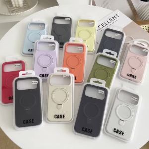 For Magsafe Liquid Silicone Stand Phone Cases For iPhone 17 16 15 12 11 13 14 Pro Max Plus Air Cover For iphone 17 Pro Max Cover