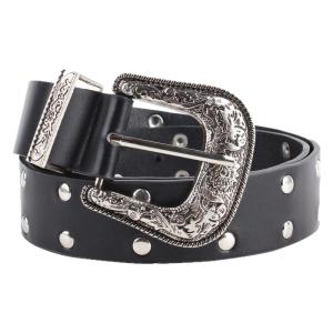 Design Sensitivity Small Niche Retro Leather Belt with Decorative Engraving and Rivets