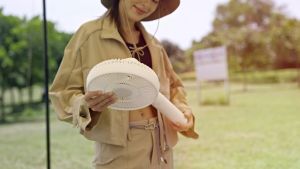 JISULIFE Multifunction Convertible Camping Portable Adjustable Rechargeable Light Lamp Rotatable Stand Desk Fan Kipas Kemah