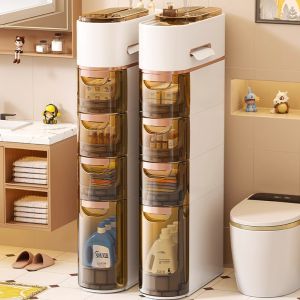 Draw Type No-Install Bathroom Water-resistant Narrow Gap Storage Cabinet