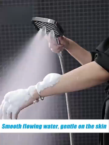 Germany Adjustable Speed Shower Head Set with Hose Bracket High Pressure One-key Water Stop Handhold Shower Adjustable Rainfall Shower 4 Modes Large Flow Showerhead High Pressure Water Saving Shower Mixer Bathroom Accessories