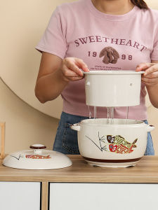 Nồi Nấu Chậm Bằng Gốm Sứ Cỡ Lớn Dùng Tại Nhà Nồi Lẩu Gà Đĩa Nhỏ Có Nắp Đậy Nồi Nấu Chậm Kiểu Trung Quốc Mỏng Bền Dễ Sử Dụng