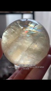 🌈 高透爆彩|天然方解石 High-Transparency Rainbow Flash Natural Calcite Sphere