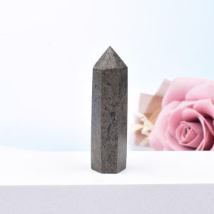 1Pc 50-80m Natural Pyrite Polished Crystal Point Healing Hexagonal Obelisk Quartz Wand Beautiful Ornament for Home Decoration