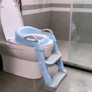 Boo&Bub Kids Foldable Soft-Padded Cushion Toilet Training Seat With Anti-Slip Step Ladder | Potty Urinal stool training