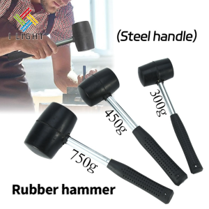 (Fast Delivery)Black Rubber Hammer 300g/450g/750g Steel Handle Double-Sided Soft Hammer For Tiles