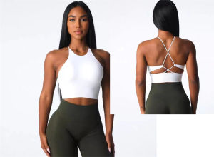 Dakafit ชุดชั้นในกีฬาชุดชั้นในโยคะสำหรับวิ่งและออกกำลังกายแบบเปลือยมีความยืดหยุ่นสูงไขว้หลังสวยเซ็กซี่