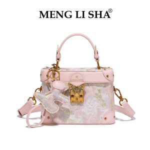 Ladies handbag designer high-end pink embossed handbag 2024 new Chinese style box bag single shoulder crossbody bag