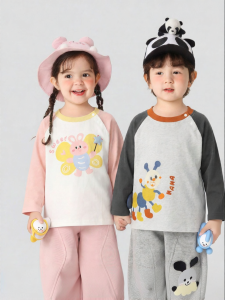 CUTEPANDAS | Áo Thun Tay Dài Trẻ Em Hình Cartoon Mùa Xuân Thu Phong Cách Thường Ngày
