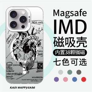 Magsafe Magnetic Heart Sketch Phone Case Compatible with Apple 17promax Xiaomi 15/14 Silver Color Protection for iPhone 16 Huawei 13pro Advanced 12/11 Samsung